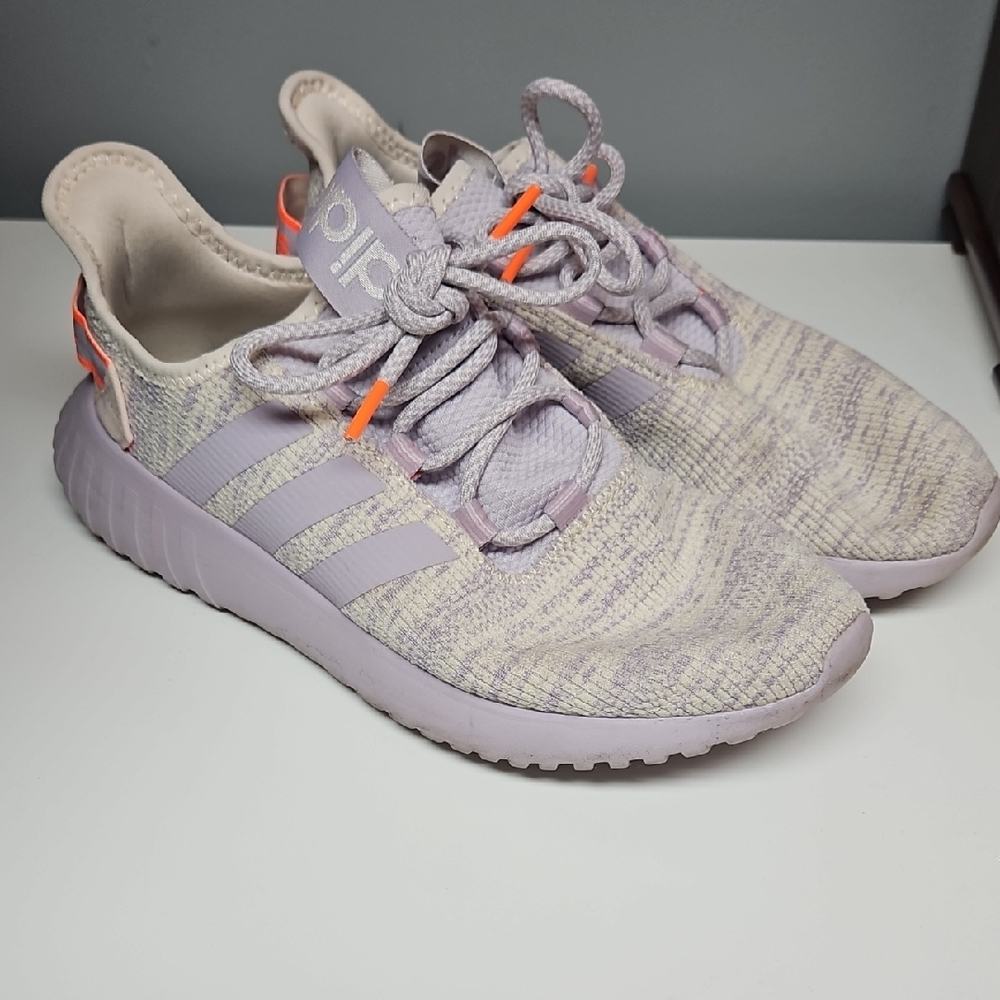 Adidas Lavender and Neon Orange Sneakers